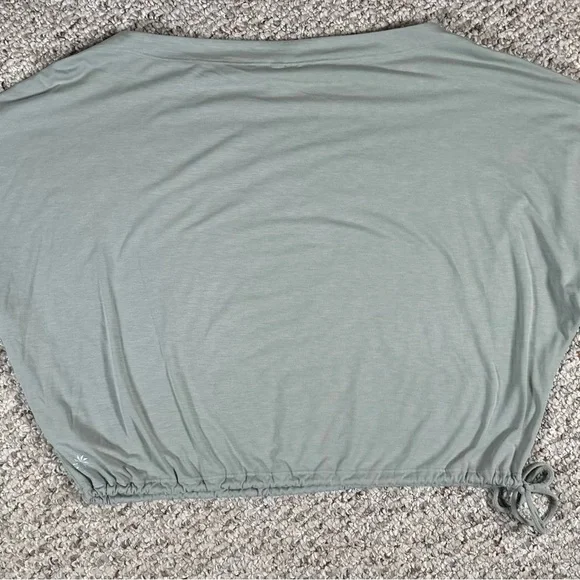 Athleta Boatneck Cinched Waistband Top Green Size Medium - Picture 3 of 5
